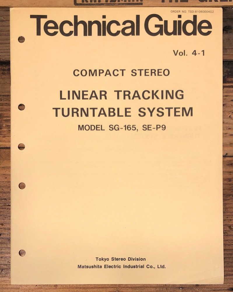 Technics Linear Turntable SG-165 SE-P9 Technical GuideManual *Original*