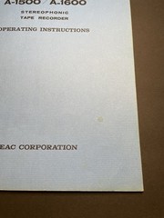 Vintage Original TEAC A-1500/A-1600 Operating Instructions & Service Manual