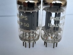 2x 12AU7 SQ ( ECC82 / E82CC / 12AU7WA ) tubes PHILIPS K63 – D foil – NOS – 1958