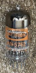 PERFECT RAYTHEON NOS JAN 5751 12AX7 TUBE WINDMILL GETTER BLACK PLATES 1968 USA