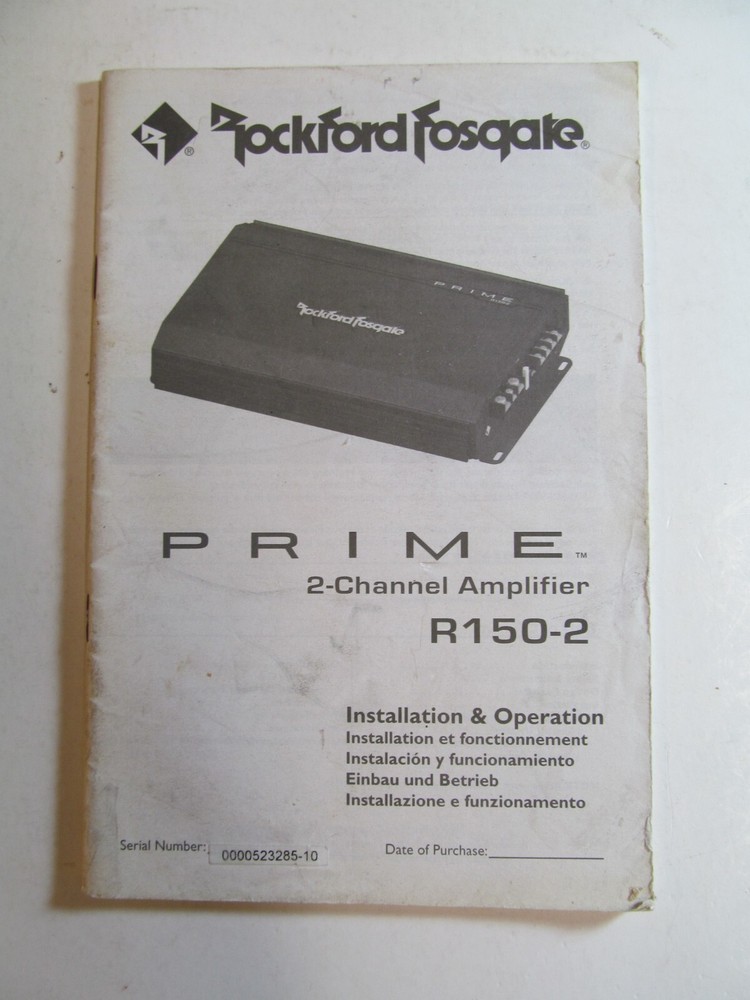 Rockford Fosgate Audio Manual Prime 2-Channel Amp R150-2 Install Operate cl