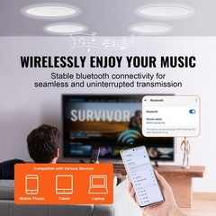 6.5” 150W 8Ω 89dB Bluetooth Ceiling Speakers Flush Mount 4-Piece Set