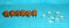 6 NOS Cinch 4 Pin Transistor Sockets w/ Mounting Rings