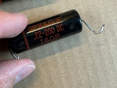 2 Vintage Sprague Black Beauty .22 uf 200v Capacitors 160P TEST GREAT low leak