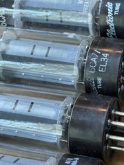 Matched Quad Mullard XF2 EL34/6CA7 Tubes Dual O Getter Welded Plates For GE