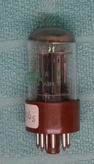 SYLVANIA JAN CHS 6SN7WGTA. SHORT BROWN BASE. USED. TESTED. 1969. JAN DESIGNATED