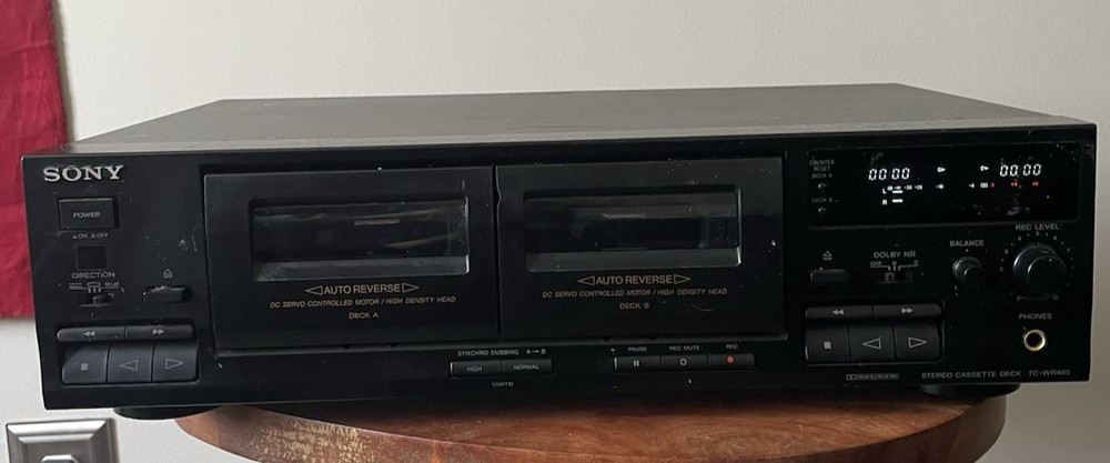 SONY TC-WR 465 Double Cassette Deck Auro Reverse Tested Works Made in Malaysia