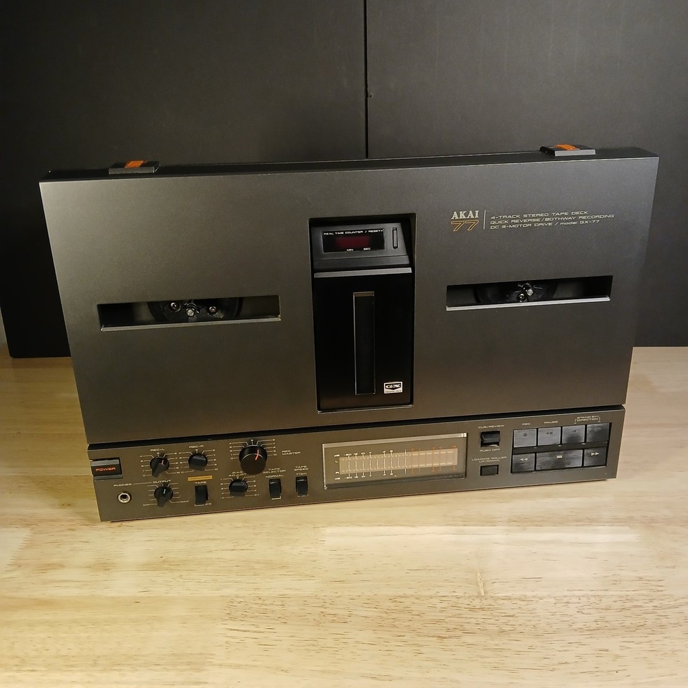 Vintage Black Akai GX-77 4-Track Reel-to-Reel Tape Deck in Original Box – NICE!
