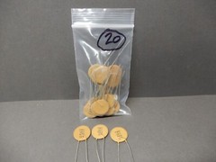 RMC 180pf Ceramic Disc Capacitor 0.9″ Diameter Qty 20 NOS Unknown Voltage
