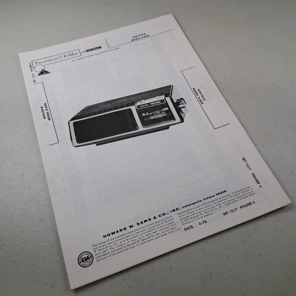 KIN-TECH Manual Model 8-800 1976 Photofact Clock Radio