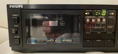 Vintage Philips FC567 Dual Logic Auto Reverse Hi-Speed Dub Cassette Deck TESTED