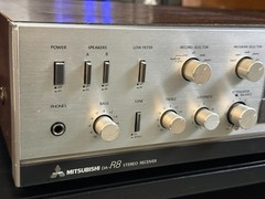 Mitsubishi DA R8 Stereo Receiver Vintage AM FM Phono Woodgrain Japan Tested