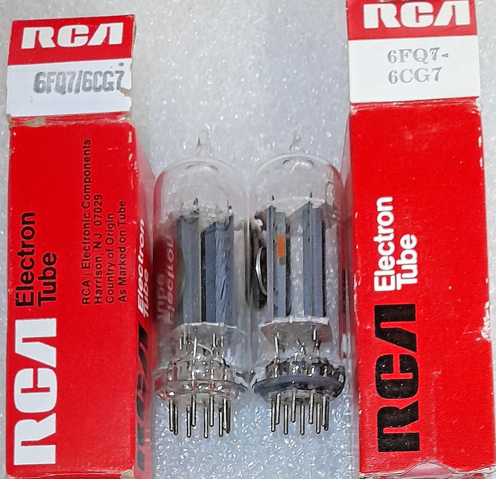 Matched Pair 6FQ7/6CG7 RCA NOS (faded labels) clear top Vacuum Tubes, TV-7D