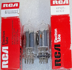 Matched Pair 6FQ7/6CG7 RCA NOS (faded labels) clear top Vacuum Tubes, TV-7D