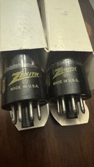 PAIR NOS GE For Zenith 6EA7 BLACk Plates Side Getter Audio TUBES