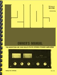 McIntosh MC2105 MC-2105 Amplifier OWNER’S MANUAL and SERVICE MANUAL