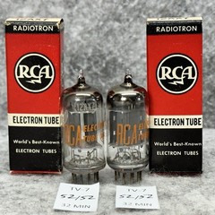 MATCHED PAIR OF 1960 NOS RCA 12AX7 17MM LONG PLATE ANGLED SQUARE GETTER TUBES