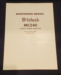 VINTAGE 1960s McIntosh MC-240 Power Amplifier Original Maintenance Manual