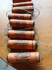 9 NOS Vintage Olson C-302 .008MfD 1600 Volt DC Molded Paper Capacitor Guitar Amp