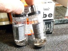 Pair GE Grey Plate 6v6 GTA Power Tubes 7/15 on the Orange Tester