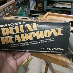 Vintage ARCHER Deluxe Headphones, Radio Shack, Tandy #279-200A, Soft Padding VGC