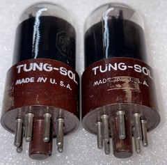 Pair Tungsol 6SU7GT Dark Brown Base Round Plate Tubes Amplitrex NOS Same Dates