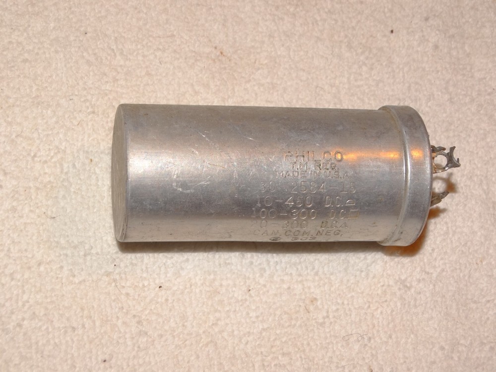 1 x Philco Capacitor 3-Part = 10-100-20 MFD x 450-300-300 Volt *30-2584-15*
