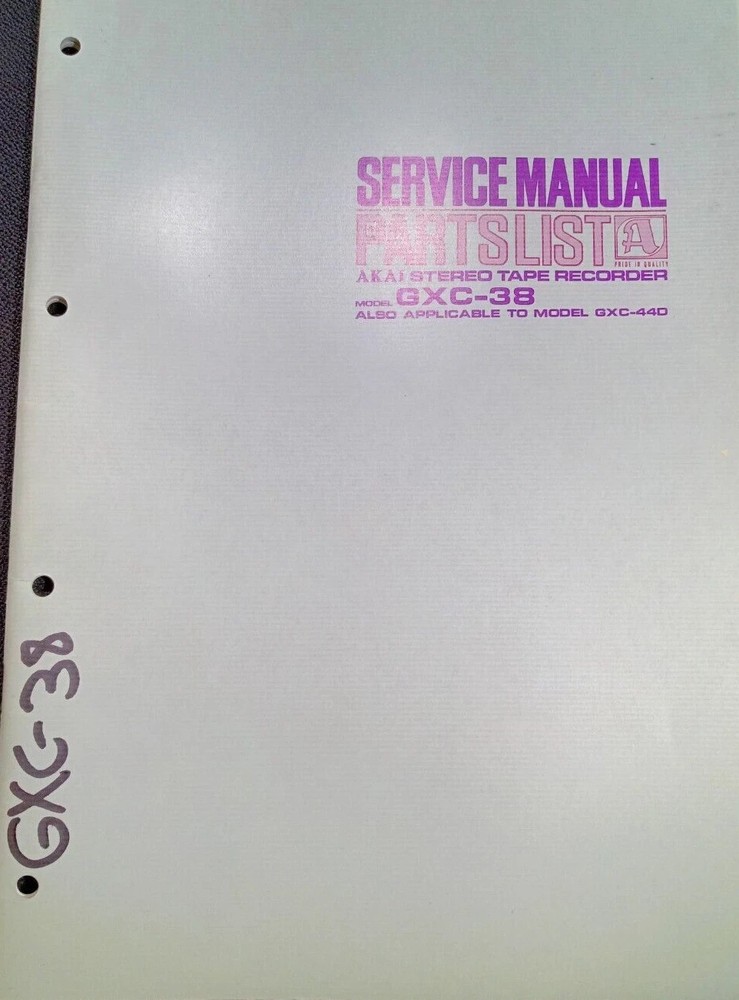 AKAI GXC-38 GXC-44D Cassette Deck Service Manual TEAC Pioneer Roberts Sony