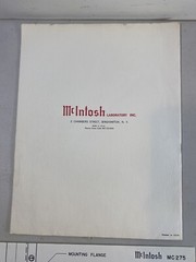McIntosh MC275 Stereo Power Amplifier instruction Manual template Lot 43F11