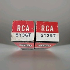 Pair Of VTG RCA ELECTRON TUBE 5Y3GT NOS NIB 1950s Black Plate