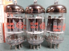 GE Set of Three Gray Plate 5 Star 5814A Vacuum Tubes Amplitrex Tested Strong!