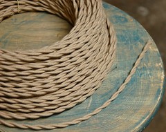 8′ Twisted Cloth Covered Wire & Plug, Vintage Light Rewire Kit, Lamp Cord, rayon