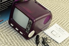Vintage Lenoxx Sound TV-5I 5” Portable CRT Television Clear PURPLE Retro TV