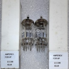 Pair ECC88 6DJ8 Amperex made for HP, Holland, Vacuum Tubes, TV-7D Tested