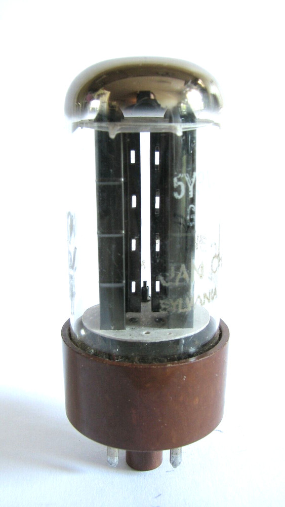 Sylvania Brown Base Gold Label JAN-CHS-5Y3WGTA (ruggedized 5Y3GT) Rectifier Tube