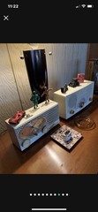 Vintage 1950s MCM Phillps Twin Speaker Radio White Lights Up and In Working Cond