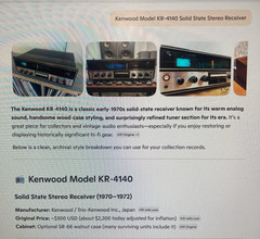 Vintage Kenwood KR-4140 Solid State Stereo AM/FM Receiver Tested Working 1970’s