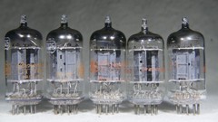 Five (5) RCA/GE (HP Label) 7025/12AX7/ECC83 Long Gray Plate USA