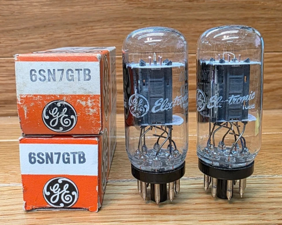Pair GE 6SN7GTB Coin Base Vacuum Tubes – Tested NOS/NIB – Matched Pair