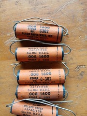9 NOS Vintage Olson C-302 .008MfD 1600 Volt DC Molded Paper Capacitor Guitar Amp