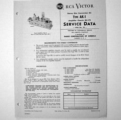 RCA ® Model AK-1 Stereo Disc Conversion Kit Service Manual © 1958