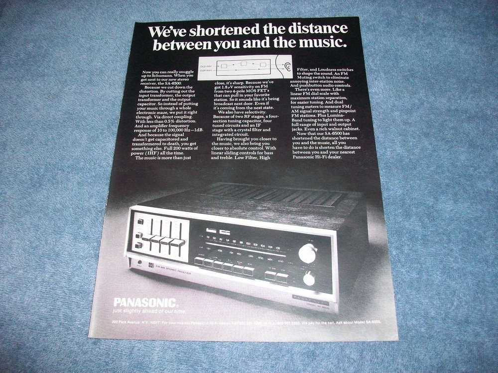 1971 Panasonic SA-6500 Receiver Vintage Stereo Ad “We’ve Shortened the Distance