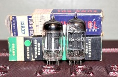 TUNG SOL USA 12AX7 ECC83 PERFECT MATCH PAIR RARE BLK PLT NOS+ NIB 1940’S