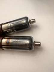 Matched Pair 2A7 Smoked Glass Brown Base NOS IEC Audio Tubes