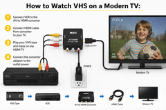 Magnavox DVD VCR VHS to Digital Converter Bundle VHS to MP4 Recorder AV to HDMI