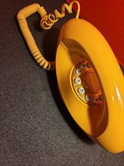 Vintage Genie Space Age Phone Push Button Cream Brown MCM USA Works + 15’ Cord