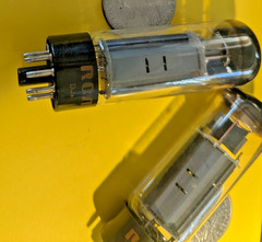 2 Mullard EL34/6CA7 GT Tubes Copper Posts O SINGLE Getter for RCA Brown Base XF2