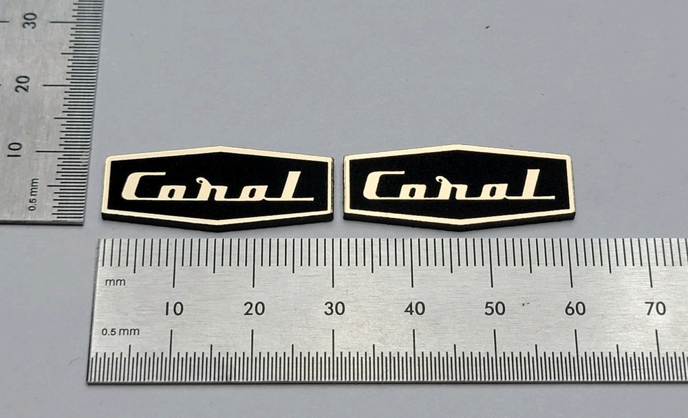 Coral Speaker Badge Logo Premium Gold Pair With Self Stick Adhesive