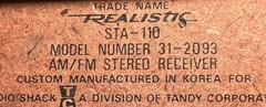 Vintage Realitic STA-110, 22W AM/FM Stereo Receiver, 1982, Pro. Serviced