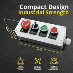 22mm Control Station Box Set – Momentary Push Button Switches (Red & 1 Pack